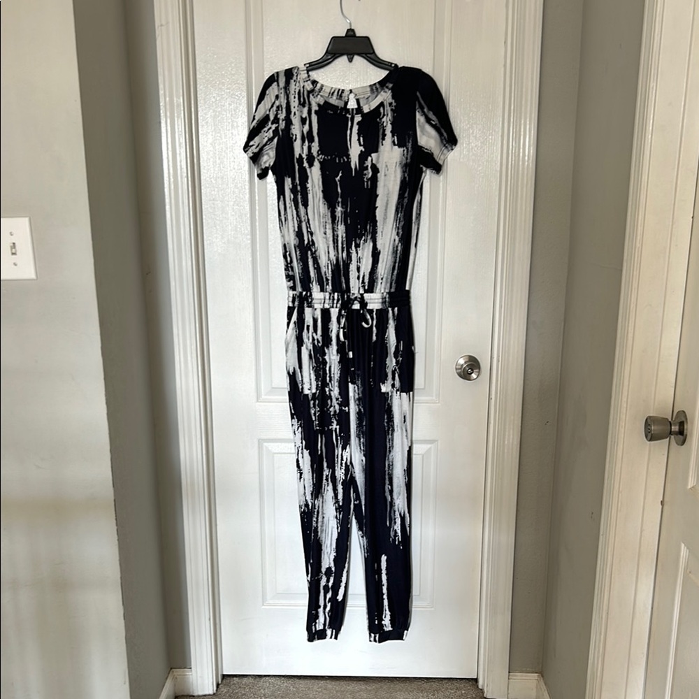Black and White Tie-Dye Jumpsuit